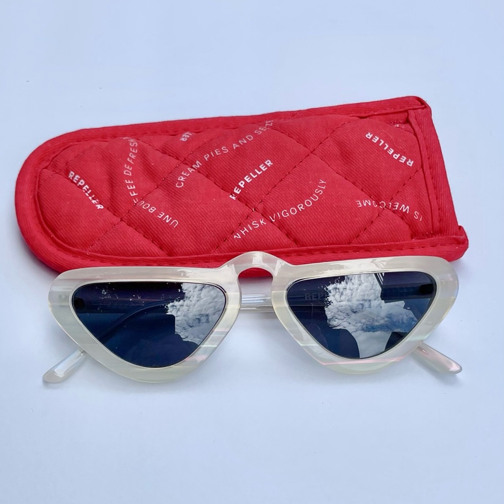 Faux Mother of Pearl Sunglasses with Red Case